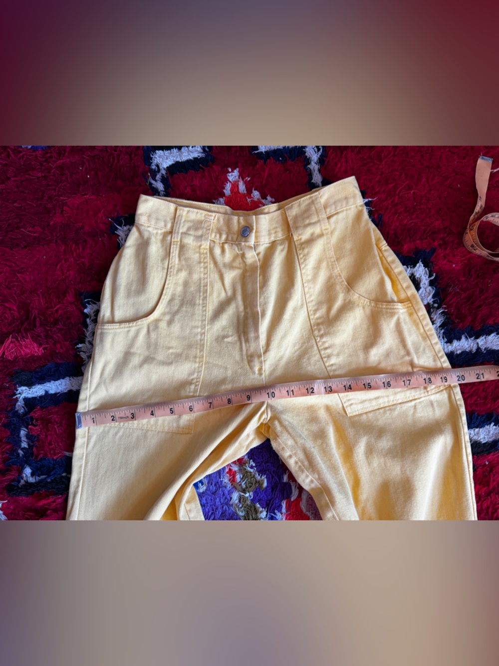 70s Vintage Butter Yellow High waisted Jeans Sz XS - Picture 10 of 12
